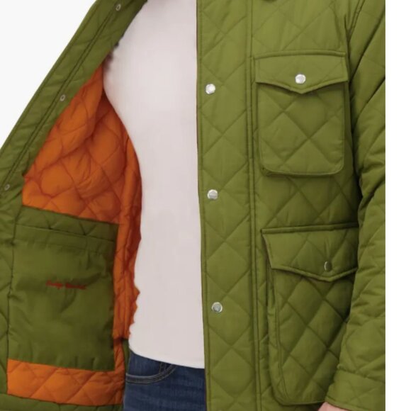 NEW ROBERT GRAHAM Diamond Quilted Utility Jacket With Corduroy Collar lime 864mn - Picture 6 of 8